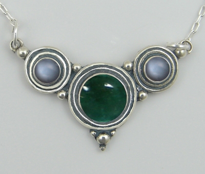 Sterling Silver Necklace Fluorite And Grey Moonstone